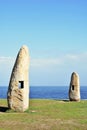 Menhirs of the Sculpture Park of the Tower of Hercules in La CoruÃÂ±a, Galicia. Spain. October 9, 2019