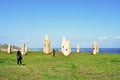 Menhirs of the Sculpture Park of the Tower of Hercules in La CoruÃÂ±a, Galicia. Spain. October 9, 2019