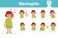 Meningitis Girl Vector. Cartoon. Isolated art on white background. Flat Royalty Free Stock Photo