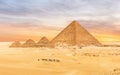 The Menkaure Pyramid complex, Giza desert, Cairo, Egypt Royalty Free Stock Photo