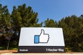 Facebook headquarter headquarters HQ copyspace copy space thumbs up like logo sign