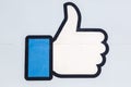 Facebook thumbs up like logo sign at the headquarter headquarters HQ