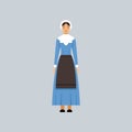 Mennonite or amich woman in traditional blue dress, representative of religious confession vector Illustration