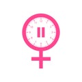 Menopause icon,in pink color. On a white background.