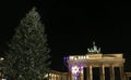 Menorah and Christmas Tree in Pariser Platz, Berlin, Germany Royalty Free Stock Photo