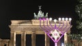 Menorah and Christmas Tree in Pariser Platz, Berlin, Germany Royalty Free Stock Photo