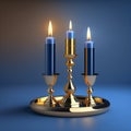 Menorah golden burning candles Generative AI