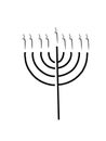 Menorah for Hanukka with Lit Candles