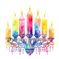 Menorah Hanukkah Jewish watercolor Royalty Free Stock Photo