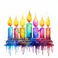 Menorah Hanukkah Jewish watercolor Royalty Free Stock Photo