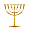 Menorah. Jewish symbol. Golden silhouette.