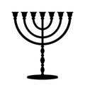 Menorah. Jewish symbol. Black silhouette. Royalty Free Stock Photo