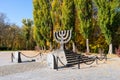 Menorah monument in the memorial complex Babiy Yar, at the site of the massacres carried Royalty Free Stock Photo