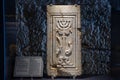Menorah Plaque found in Andriake synagogue at the Lycian Civilizations Museum.