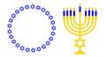 Menorah and a round frame of the Stars of David. Jewish symbols.. Flat vector illustration Royalty Free Stock Photo