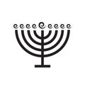 Menorah silhouette of star of David on white isolated background. Vector image. Design element Royalty Free Stock Photo