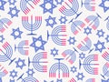 Menorah and Star of David seamless pattern. Hanukkah nine candles. Jewish festival greeting card. Vector illustration Royalty Free Stock Photo