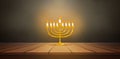 Menorah on Table with Lit Candles Royalty Free Stock Photo