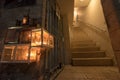 Menorahs are lit at the entrance to a house in the Jewish Quarter Royalty Free Stock Photo