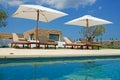 Menorca, Balearic Islands, Spain, pool, deckchair, relax, sunbathing, olive, tree Royalty Free Stock Photo