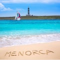 Menorca Punta Prima far illa del Aire island lighthouse Royalty Free Stock Photo