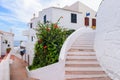 Architecture of Binibeca Nou, a traditional Spanish fishing village on the coast of Menorca.