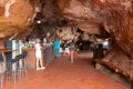 Interior of cafe bar Cova dÃ¢â¬â¢en Xoroi in the caves on the island of Menorca, Spain Royalty Free Stock Photo