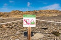 Sign board of S`Albufera des Grau - natural park on the island of Menorca. Spain