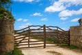 Menorca traditional olive tree wooden fence in Balearic