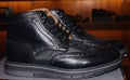 Mens all black ankle high dress shoes