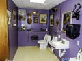 Mens bathroom decorated with animal heads