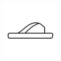 Mens casual summer shoe outline vector icon. EPS.. Slippers side view symbol.... Mans slipper sign.