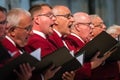 Mens choir performing in a cathedral