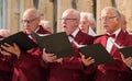 Mens choir performing in a cathedral