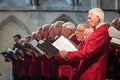 Mens choir performing in a cathedral