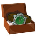 Mens classic retro watch with leather strap in box
