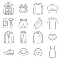 Mens clothes vector line icons set Royalty Free Stock Photo