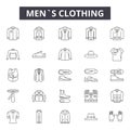 Mens clothing line icons, signs, vector set, linear concept, outline illustration