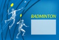 Mens doubles badminton players. Color vector illustration Royalty Free Stock Photo