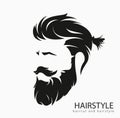 Mens hairstyle with a beard and mustache