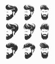 Mens hairstyles hirecut with beard mustache face Royalty Free Stock Photo