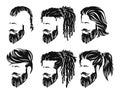 Mens hairstyles and hirecut with beard mustache Royalty Free Stock Photo