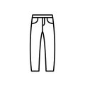 Mens jeans outline template vector icon. EPS 10.. Basic clothing men symbol.... Men classic jeans.. Front view clothin, Isolated