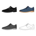 Mens leather shiny shoes with laces. Shoes to wear with a suit.Different shoes single icon in cartoon style vector