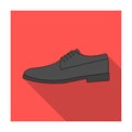 Mens leather shiny shoes with laces. Shoes to wear with a suit.Different shoes single icon in flat style vector symbol Royalty Free Stock Photo