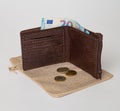 Mens leather Wallet with money, studio shoot Royalty Free Stock Photo
