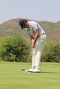 Mens pro golfer Jean van de Velde putting for a birdie on November 2015 in South Africa Royalty Free Stock Photo