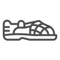 Mens sandal line icon. Male summer shoes vector illustration isolated on white. Male footwear outline style design