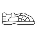 Mens sandal thin line icon. Male summer shoes vector illustration isolated on white. Male footwear outline style design