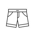 Mens shorts outline template vector icon. EPS 10.. Basic clothing men symbol.... Men and boy shorts. Front view clothin. Isolated Royalty Free Stock Photo